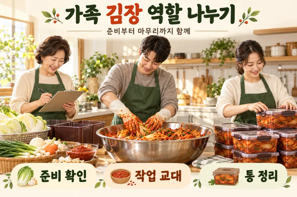 가족 김장 역할 분담하는 법, 준비 담당·작업 교대·휴식 순서